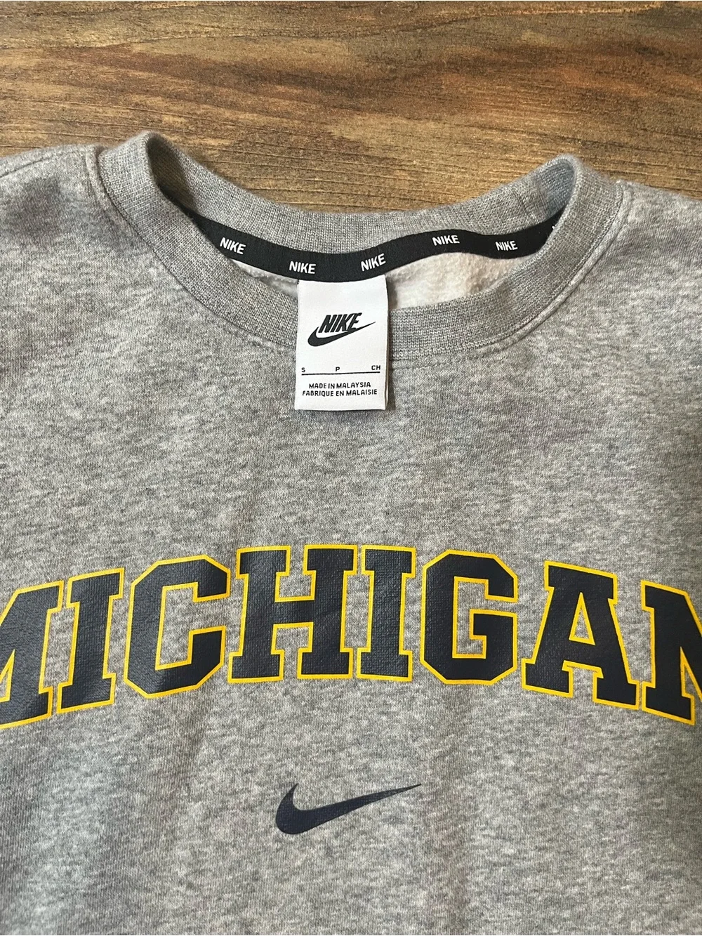 Nike Michigan Wolverines Gray Fleece Crewneck Sweatshirt Men’s Small S
